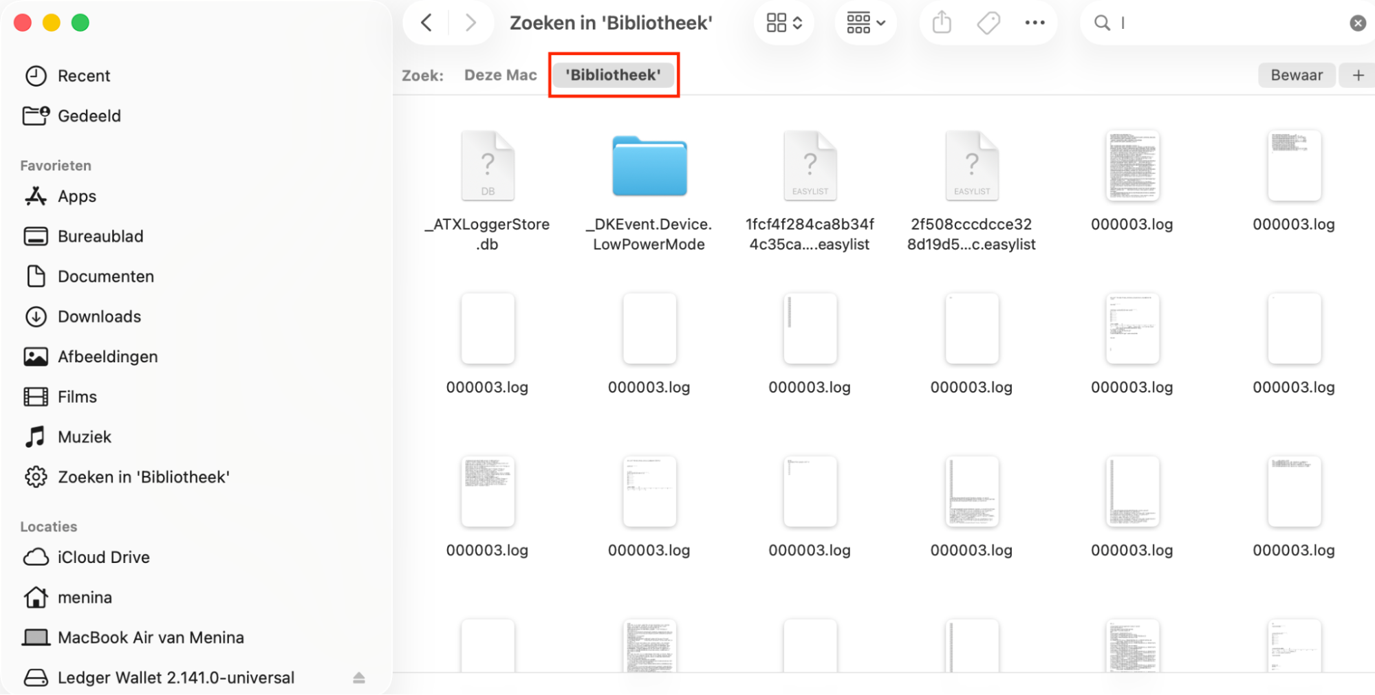In de map Bibliotheek zie je nu de resultaten van de zoekopdracht van de gebruiker naar restbestanden van Safari. Deze kunnen nu allemaal worden gevonden en van de Mac worden verwijderd.