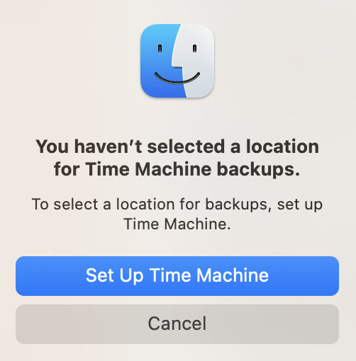 To set up Time Machine, you'll first need to go to the app. Once you've done that, you'll see an option to set up the tool if you haven't already.