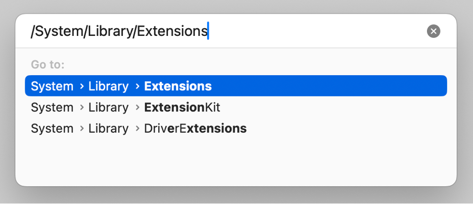 To manually remove the Soundflower extension from your Mac, type the “/Library/Extensions” address.