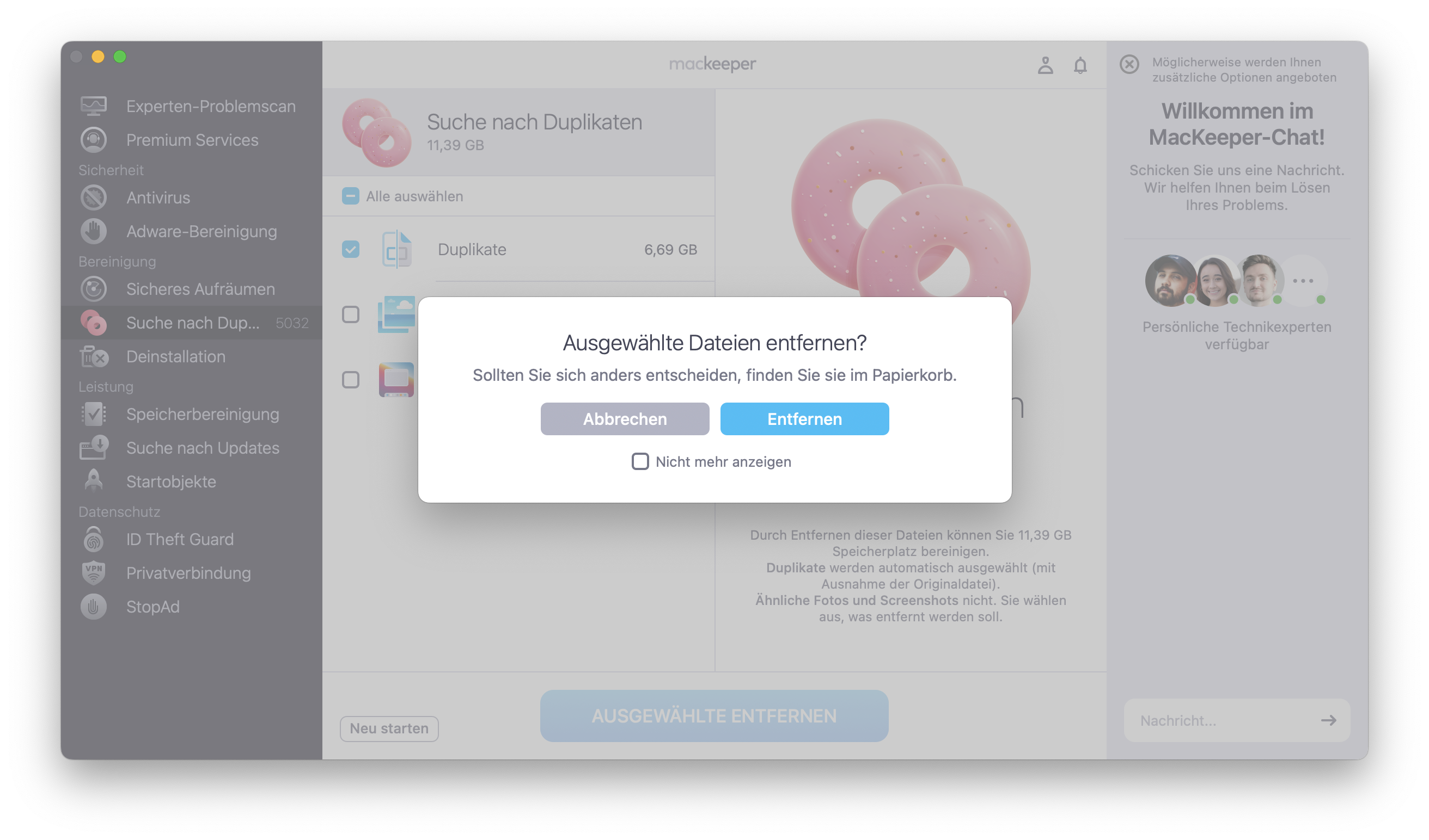 Um den Vorgang abzuschließen, klicken Sie auf Entfernen.