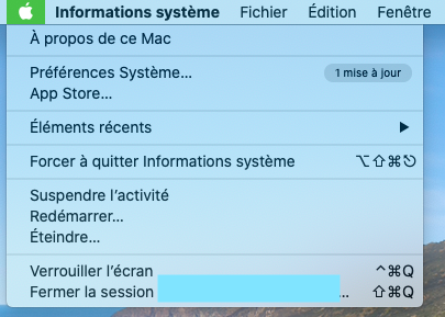Vous pouvez utiliser les applications intégrées pour optimiser le stockage de votre Mac. Cliquez sur l'icône Apple en haut de votre écran, puis sélectionnez À propos de ce Mac.