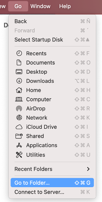 To delete the Microsoft Silverlight leftovers on your Mac, launch Finder, select the Go menu, and choose Go to Folder.
