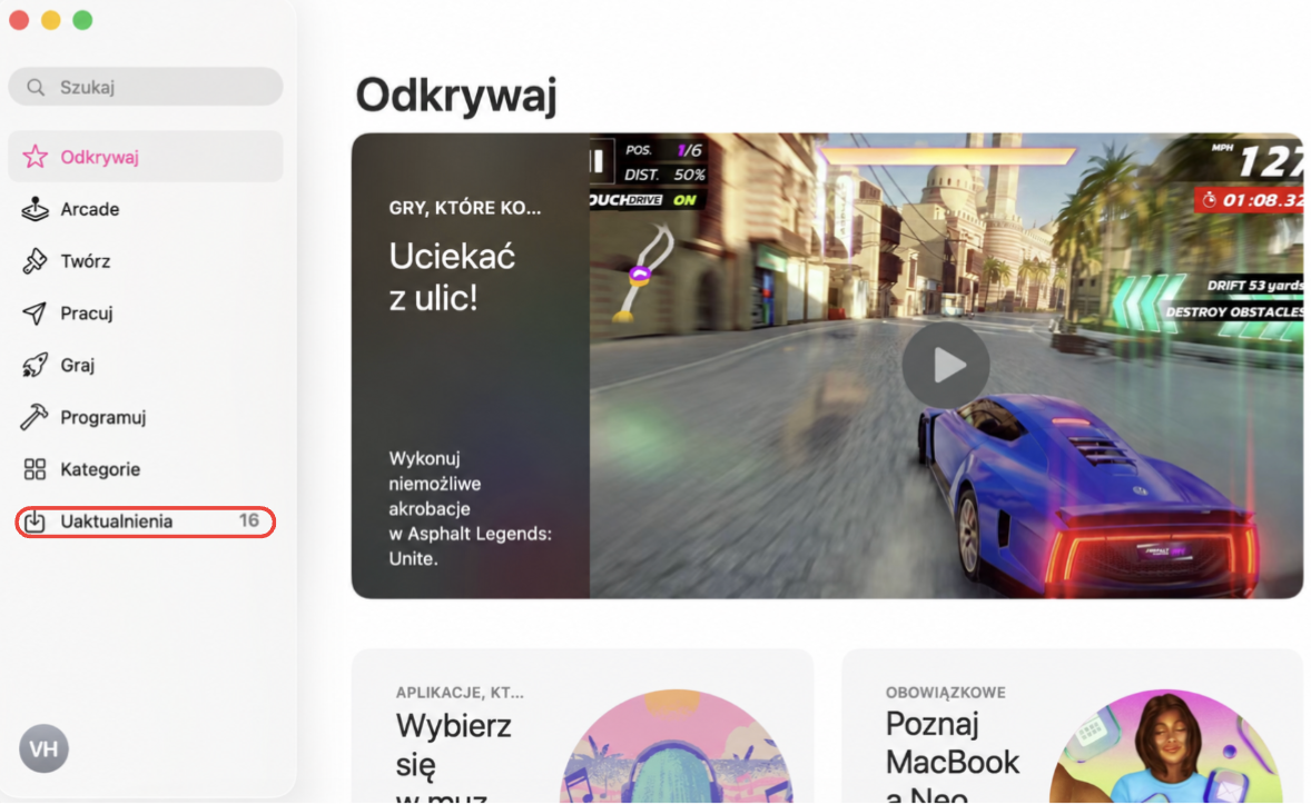 Jeśli chcesz zaktualizować wszystkie zainstalowane aplikacje naraz, aby zoptymalizować działanie Maca, możesz wejść do App Store i zarządzać wszystkimi aktualizacjami jednocześnie, otwierając zakładkę Uaktualnienia.