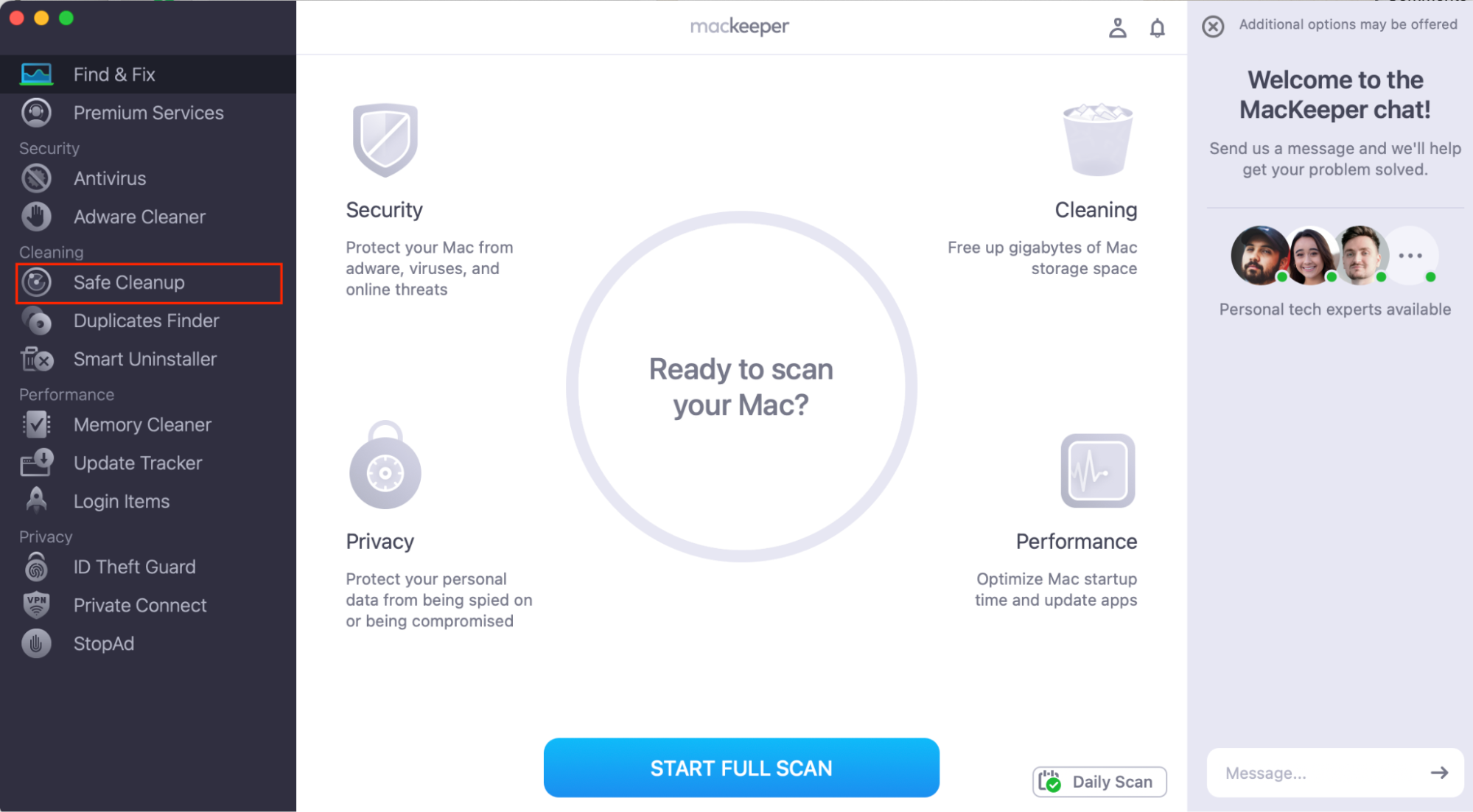 To free up space on your Mac, use MacKeeper's Safe Cleanup. This can help with the problem of iCloud Drive taking up space on Mac.