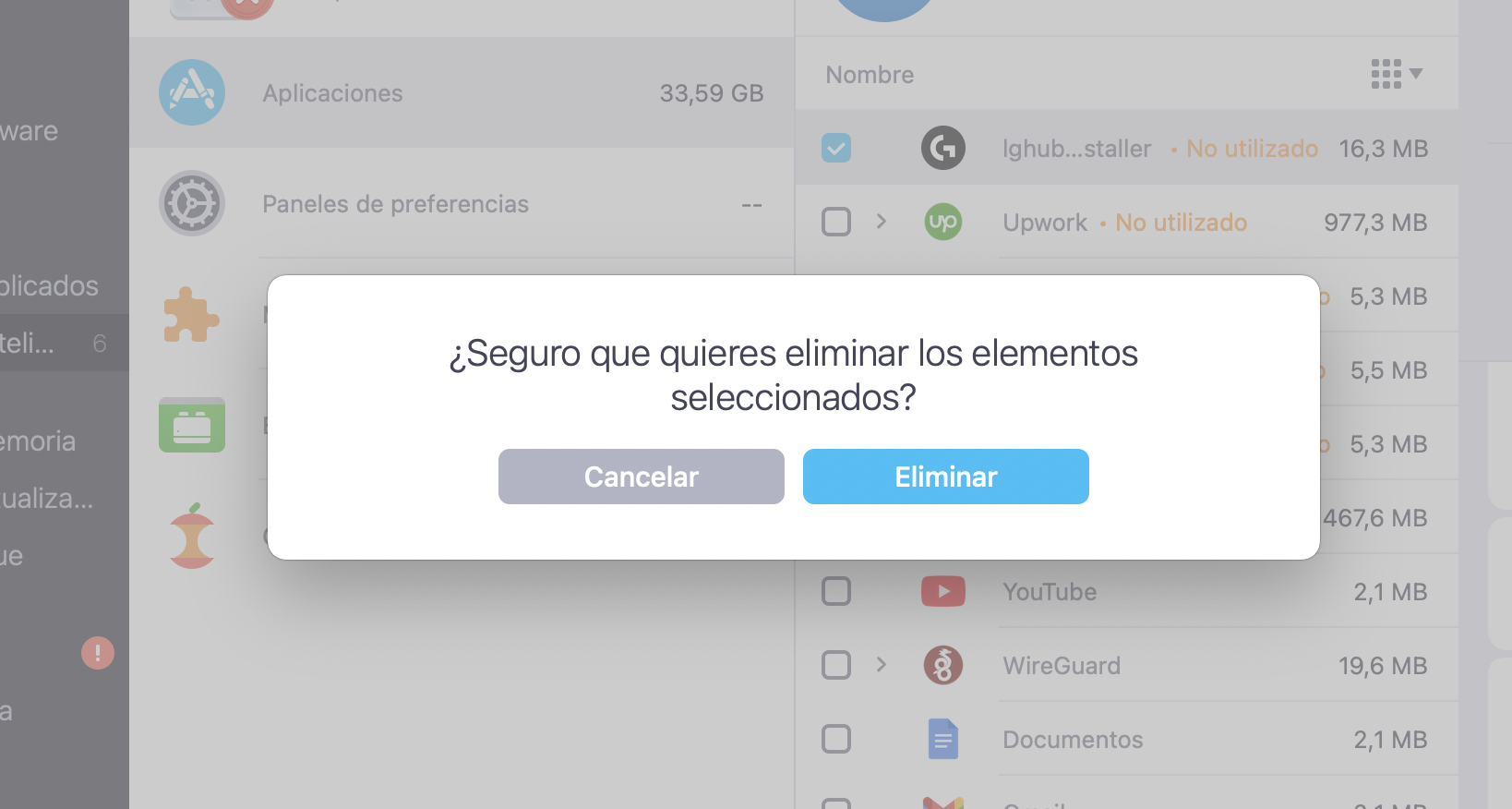 Haz clic en Eliminar en una ventana emergente para finalizar el proceso.