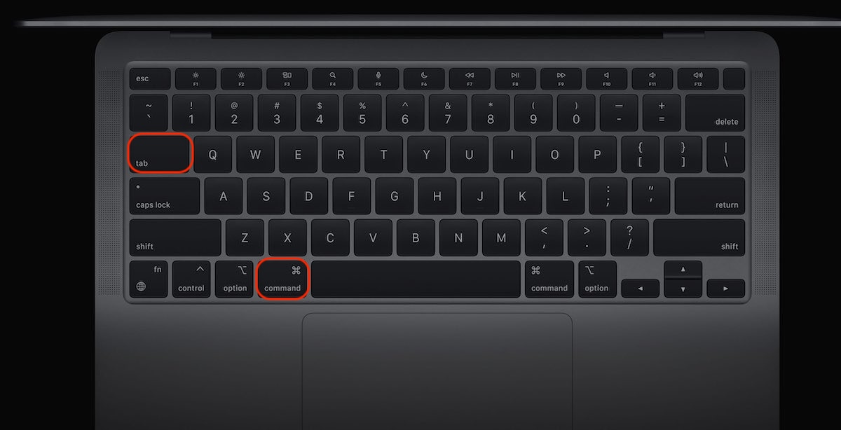 To see all active windows on your Mac and switch between them, press the Command + Tab combination.