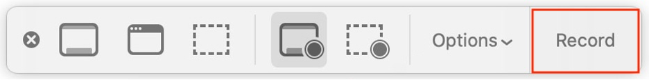 To screen record on Mac, click the Record button in the screen capture toolbar.