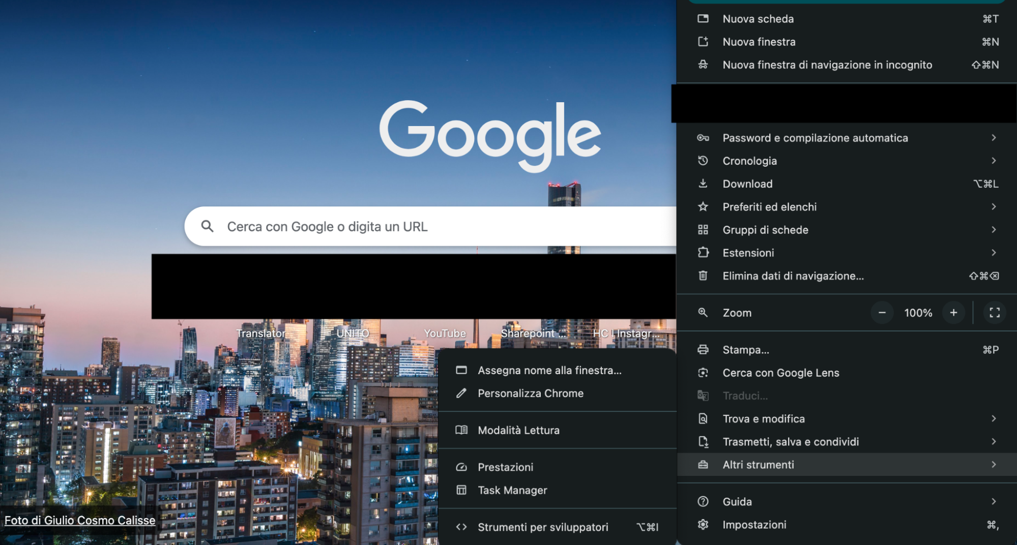 Come cancellare i dati di navigazione in Chrome aprendo l'opzione Altri strumenti dalle impostazioni e selezionando l'opzione Cancella dati di navigazione.