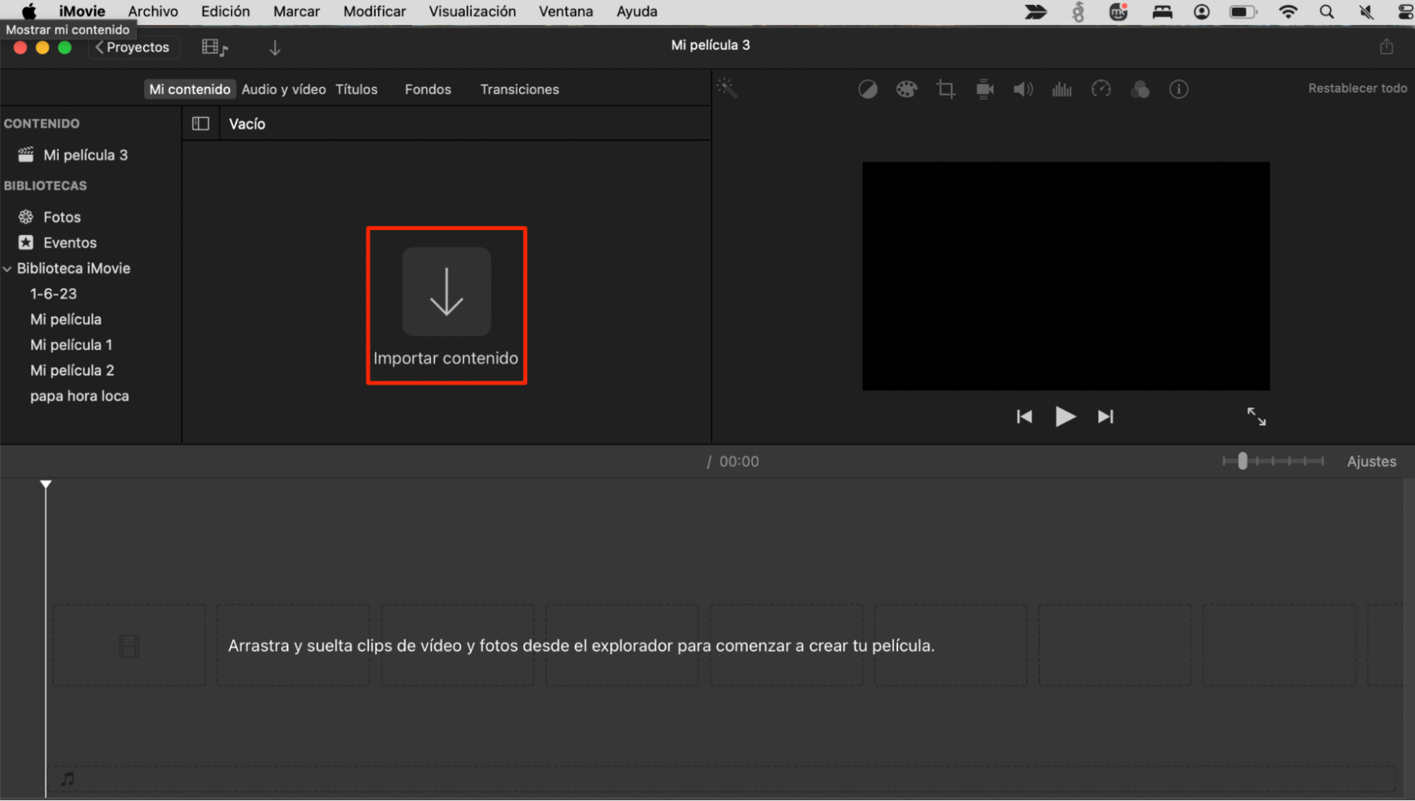Imagen que muestra el proceso de importación de medios en iMovie. Importar medios es el primer paso para grabar un vídeo en un dispositivo Mac. Imagen que muestra el proceso de importación de medios en iMovie. Importar medios es el primer paso para grabar un vídeo en un dispositivo Mac.