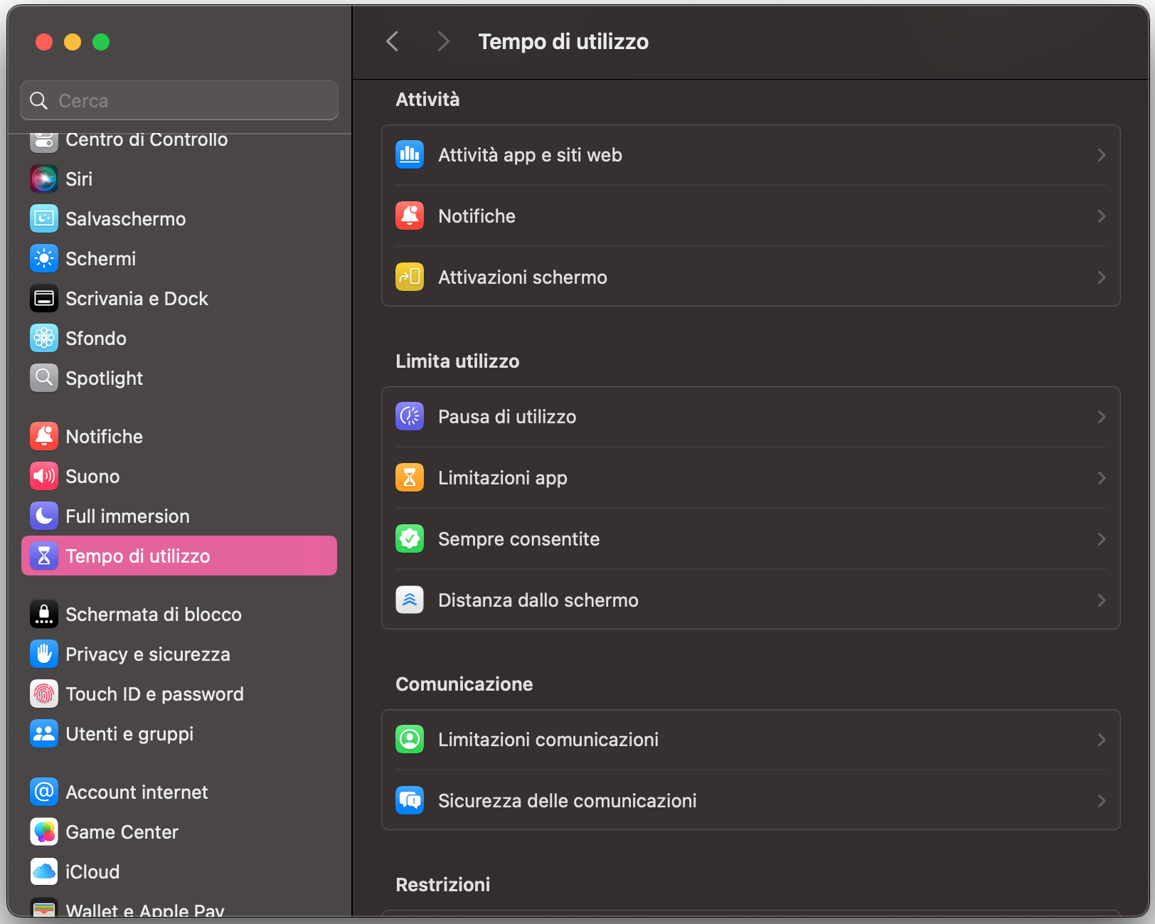 Per bloccare Safari su Mac, apri Impostazioni di sistema e vai su Tempo di utilizzo.