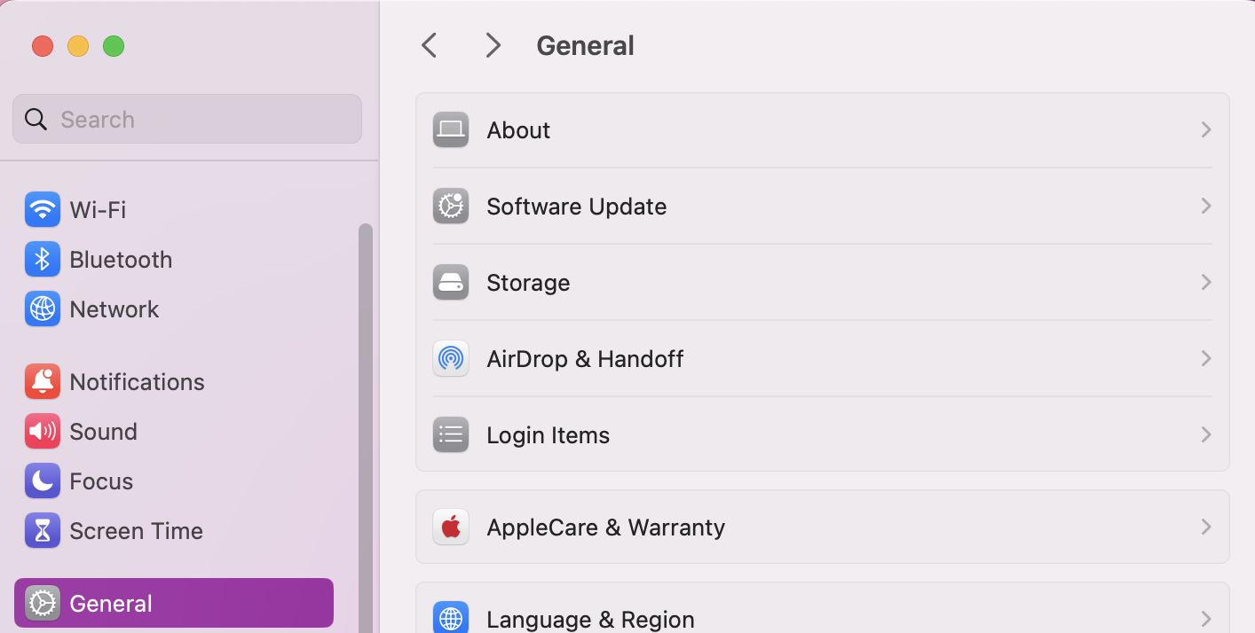 To free up space on your Mac for macOS Ventura, begin by opening your System Settings and heading to the Storage Tab in General.