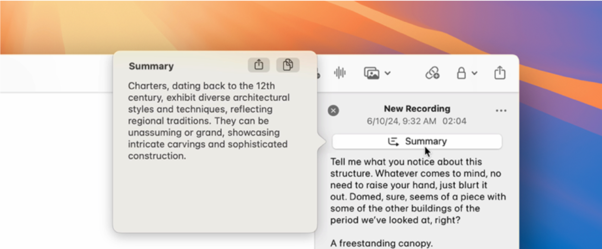 Automating note-taking and transcribing meetings with AI is a breeze. After you've recorded your meeting or lecture, go to the Notes app and add your voice recording. With Apple Intelligence active, you'll be able to press the Summary action for AI to generate a written transcript of key points.