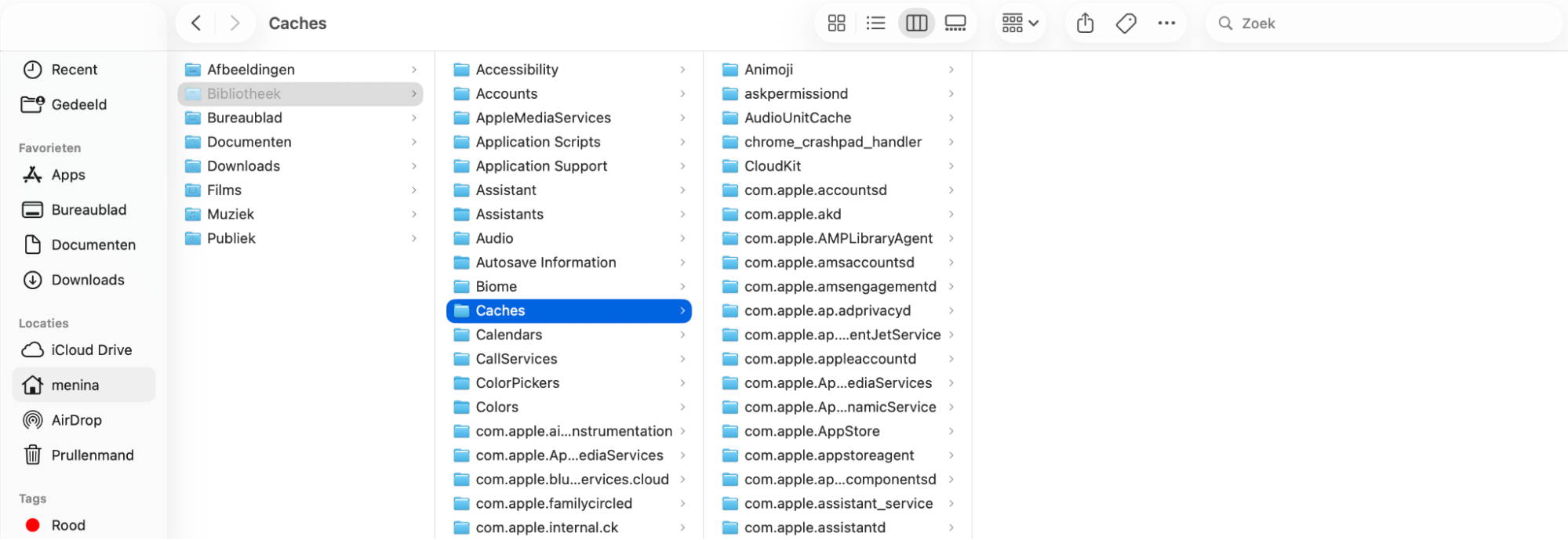 In deze map zie je de cachebestanden die door veel van de apps op je Mac zijn aangemaakt. Door deze bestanden te verwijderen, wis je die caches.