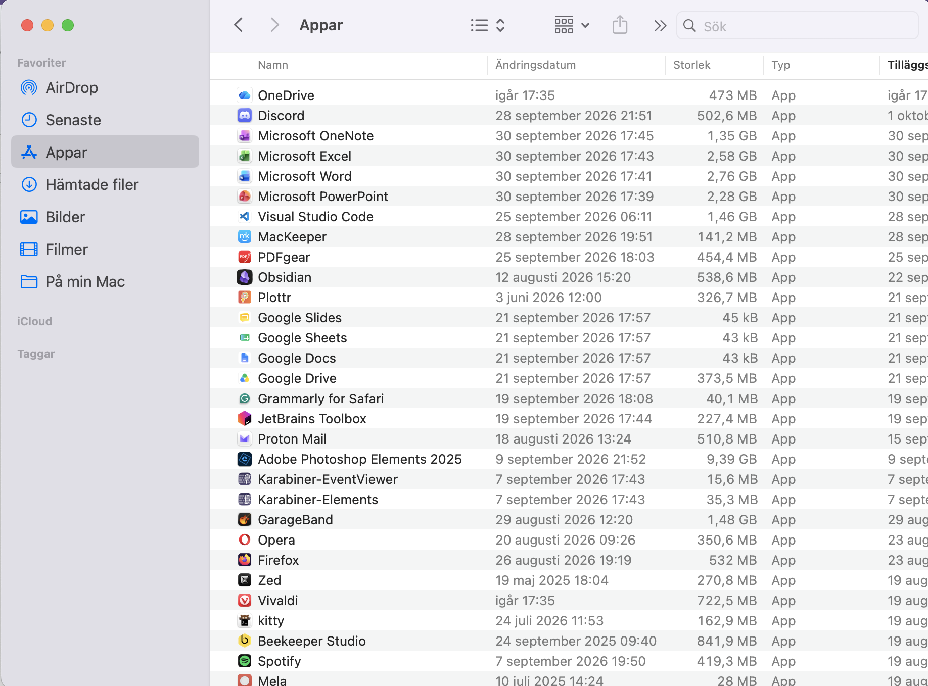 Kontrollera mappen Appar efter appar som verkar misstänkta eller som du inte minns att du installerat. De kan innehålla virus.