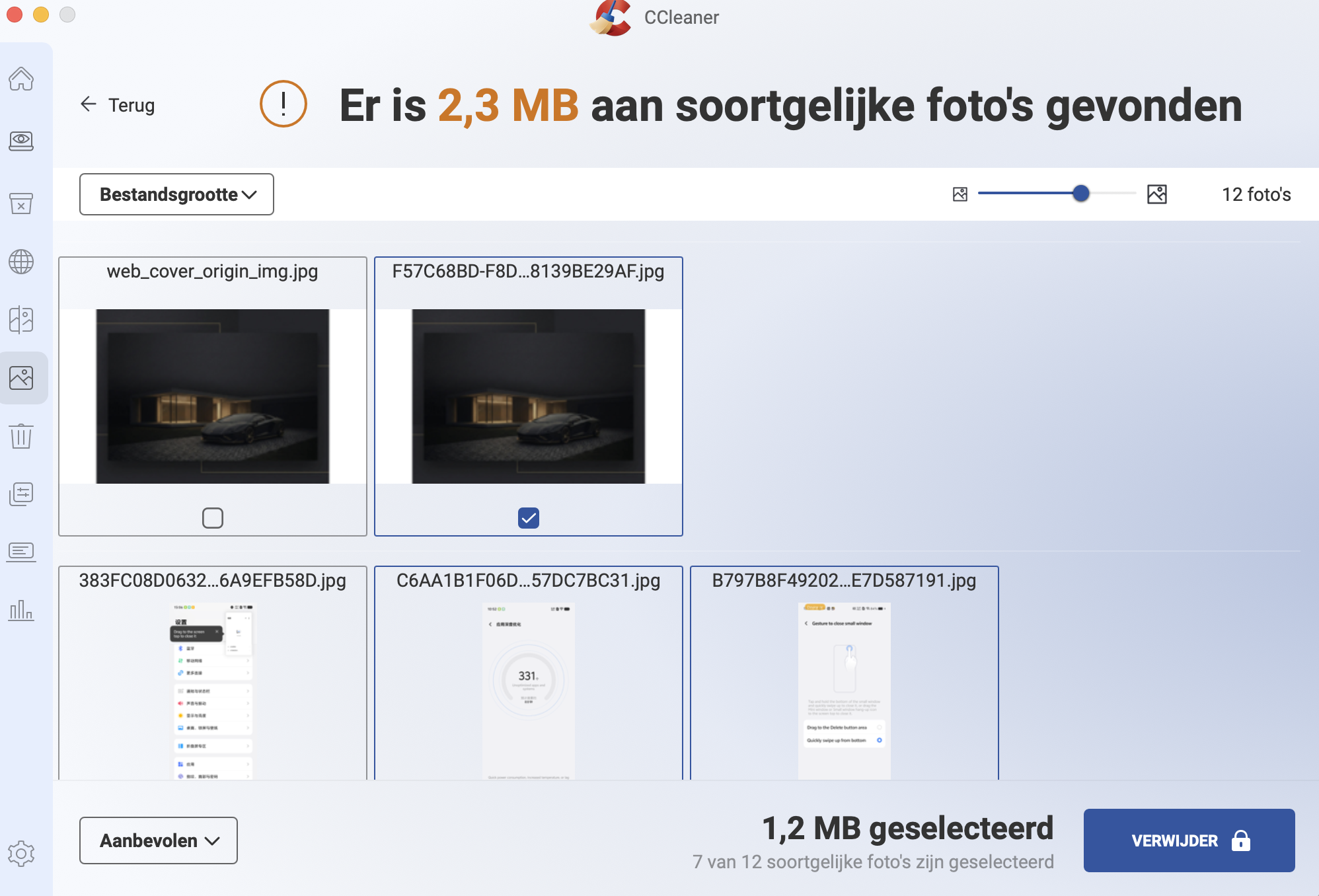 Zodra CCleaner afbeeldingen op je Mac heeft gevonden, kun je ervoor kiezen om ze eenvoudig te verwijderen. Daarmee maak je ook extra opslagruimte vrij op je apparaat.