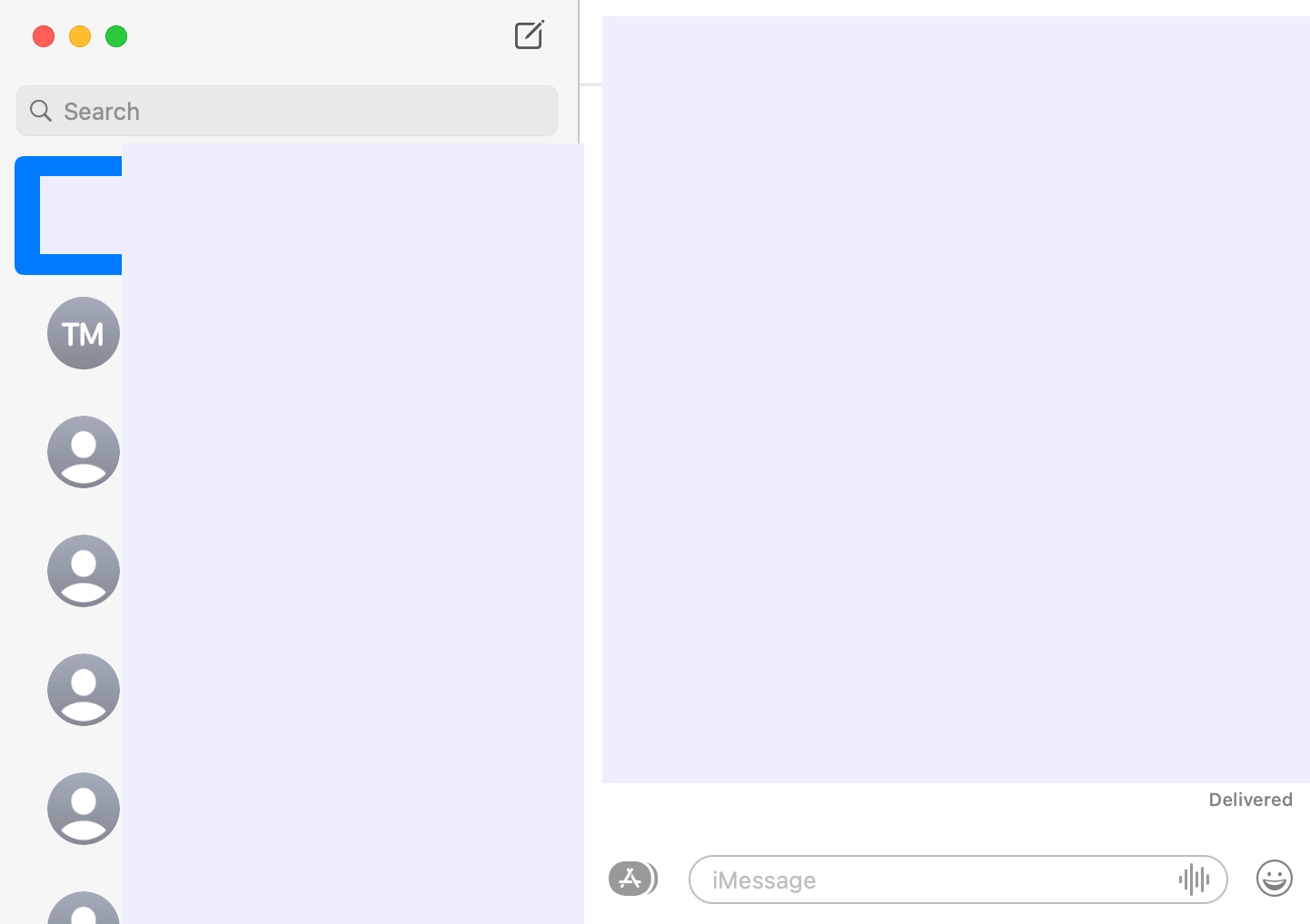iMessage is open on a Mac laptop. Open recent chats and look for unsent messages to fix IMDPersistenceAgent-related issues.
