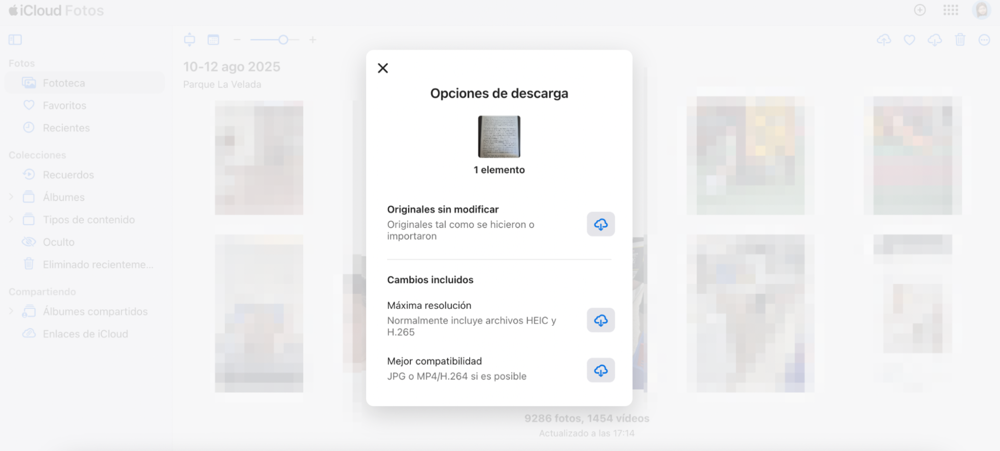Aparecerá un mensaje emergente que te pedirá que confirmes tus acciones antes de que iCloud pueda iniciar la transferencia de tus fotos desde iCloud a tu Mac. A continuación, podrá comenzar la descarga.