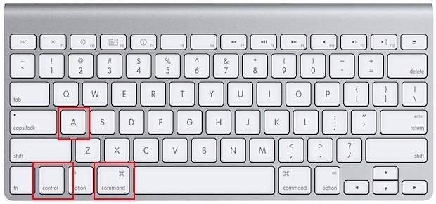 An Apple laptop keyboard in Finder with a file selected, pressing the Control + Command + A shortcut keys to instantly create an alias on macOS.