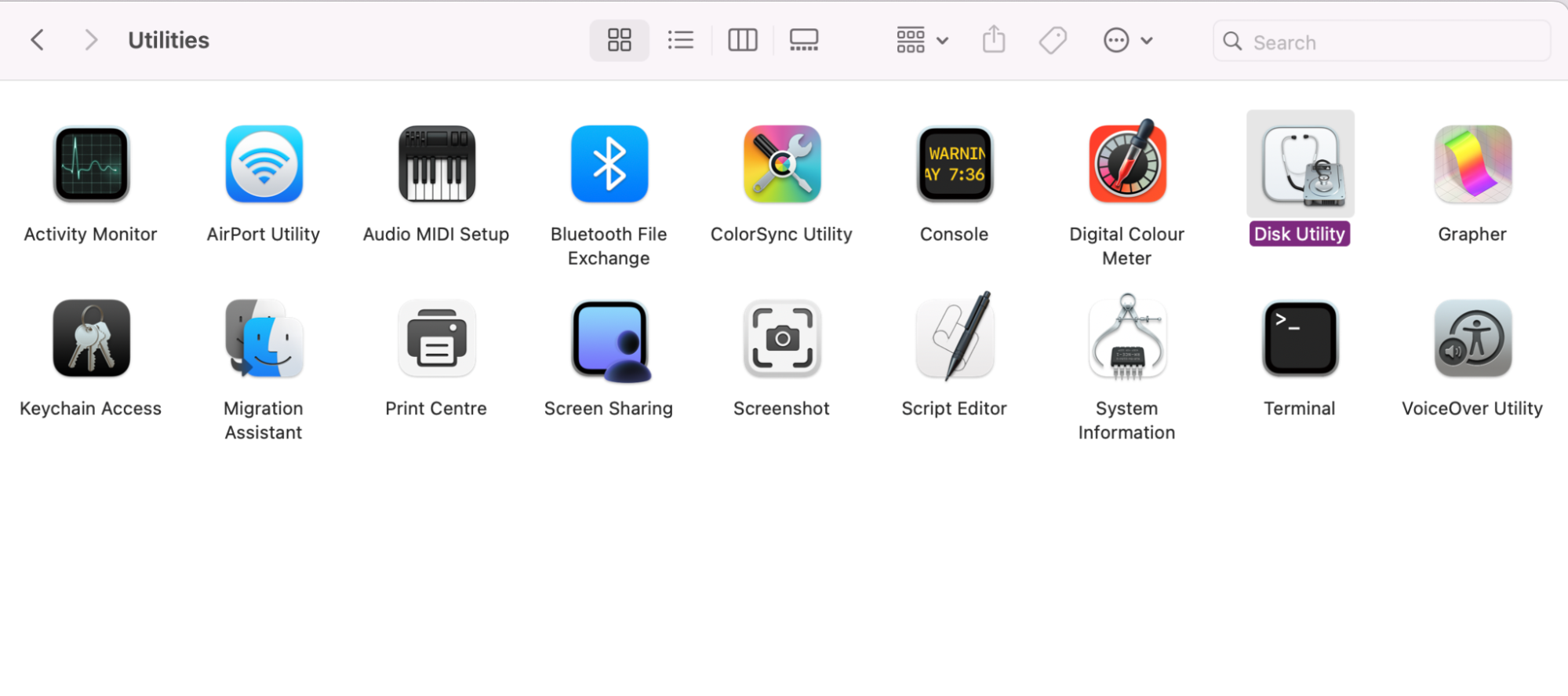 To check the file system format of your external hard drive, to see if it's read only, you can open Disk Utility–found in the Utilities Folder in your Finder Applications.