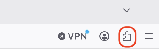 För att radera ett tillägg från Firefox börjar du med att klicka på pusselbitsikonen längst upp till höger och väljer sedan 'Hantera tillägg'.
