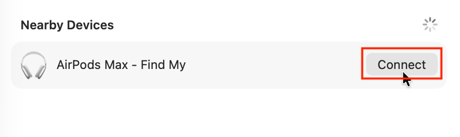 To pair your Bluetooth devices again with your Mac running macOS Sequoia, find them under Nearby Devices and click the Connect button.