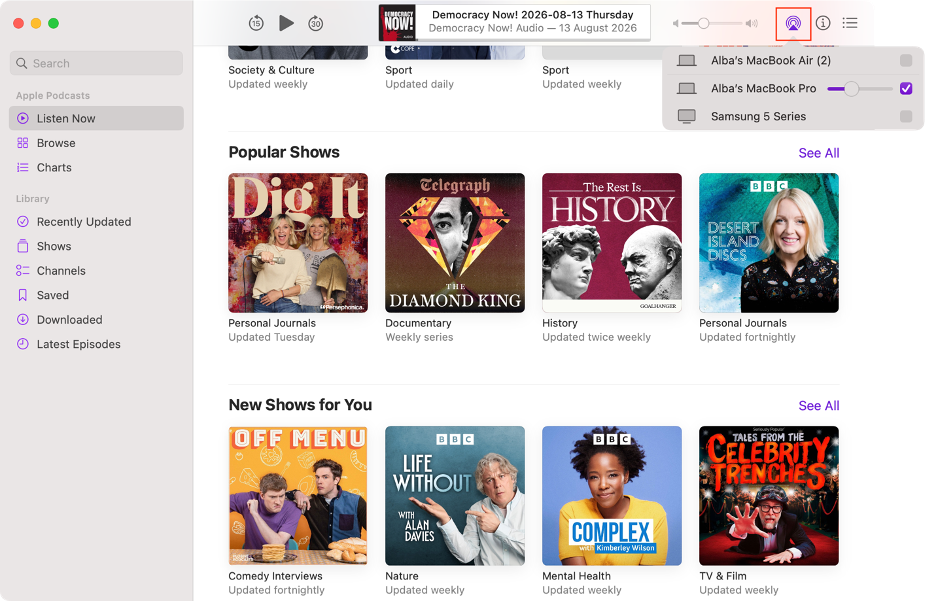 To use your MacBook as a second screen, go to the other Apple device, click the AirPlay icon on the app you want to share, and select your MacBook.