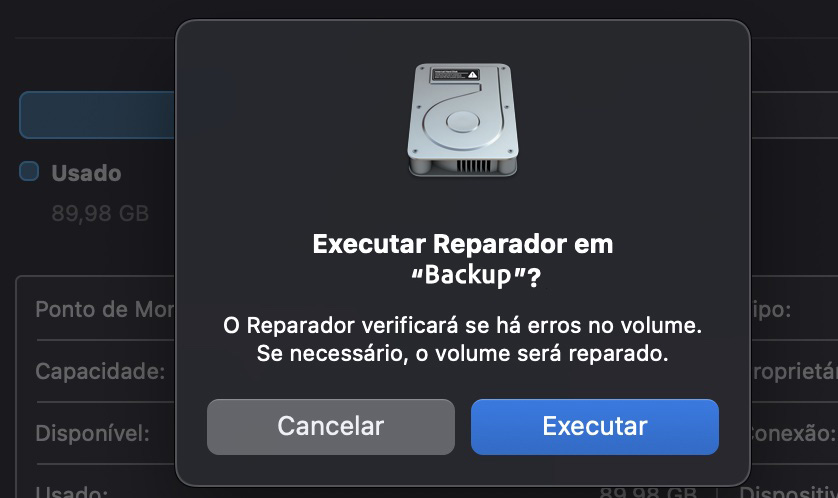 Uma janela pop-up aparecerá pedindo que você confirme se deseja executar o processo de Reparar. Para confirmar, basta clicar no botão Executar.