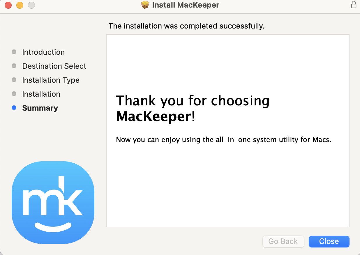 It won't take long for MacKeeper to download on your computer, as long as you remain connected to the internet and have a good connection speed. Press Close when the download has completed.