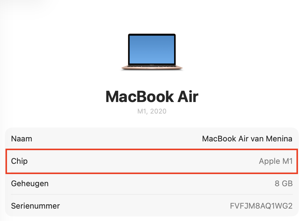 Om op te starten in de Veilige modus, bepaal je eerst welk type Mac je hebt door het onderdeel ‘Processor’ of ‘Chip’ te controleren. Daar zie je of je Mac een Intel-processor heeft of Apple Silicon gebruikt.