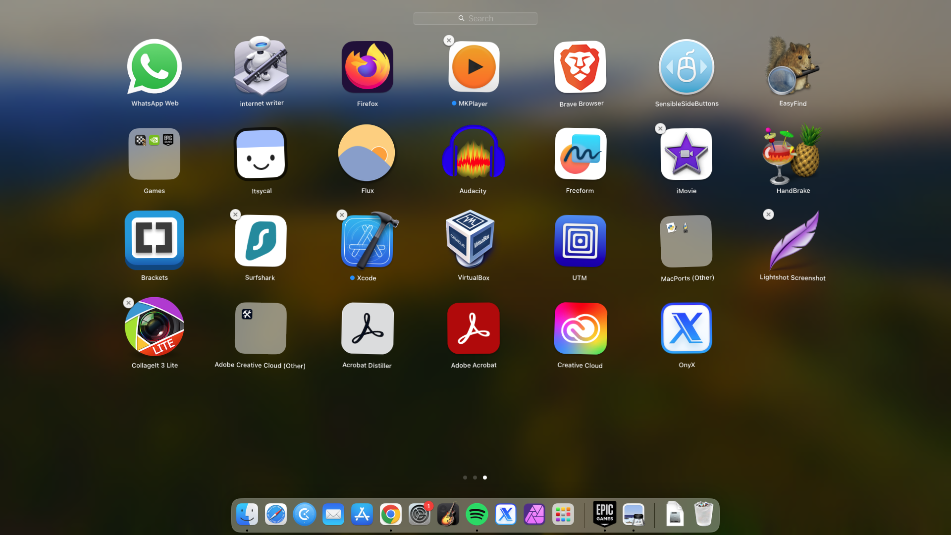 O botão X ao lado dos ícones dos aplicativos no Launchpad do Mac. Se você quiser desinstalar um aplicativo do seu computador, clique neste botão enquanto mantém pressionada a tecla Option no teclado.