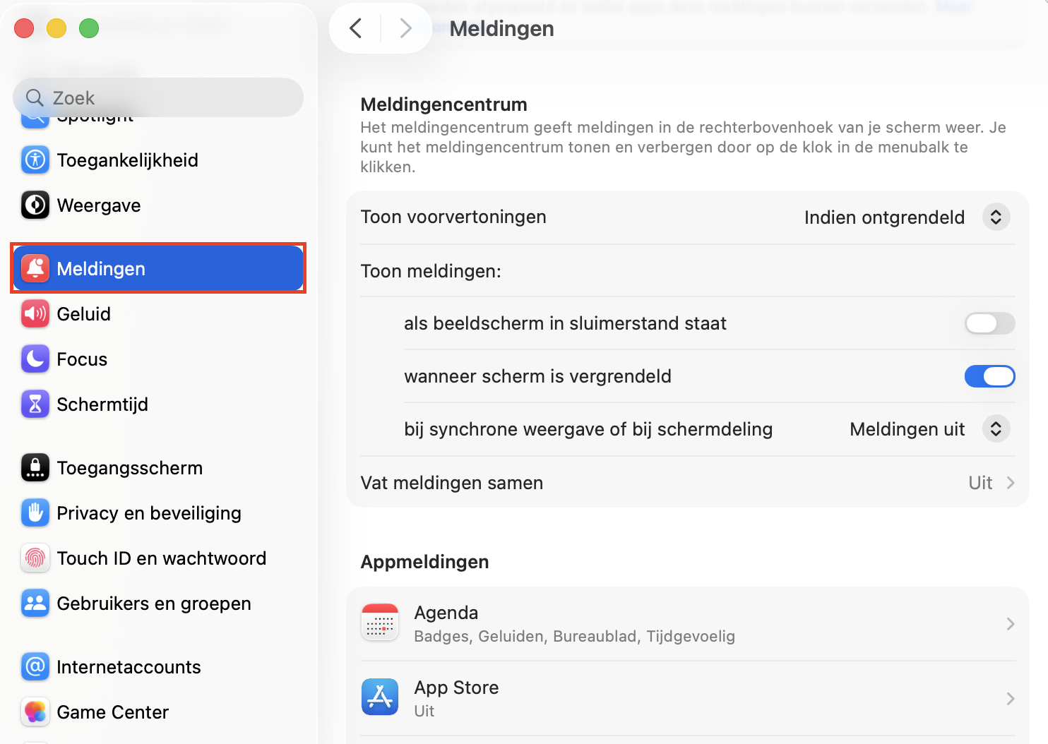 De Systeeminstellingen van Apple met ‘Meldingen’ gemarkeerd. Dit maakt deel uit van een handleiding over hoe je pushmeldingen blokkeert om valse McAfee pop-ups op een Mac te stoppen.