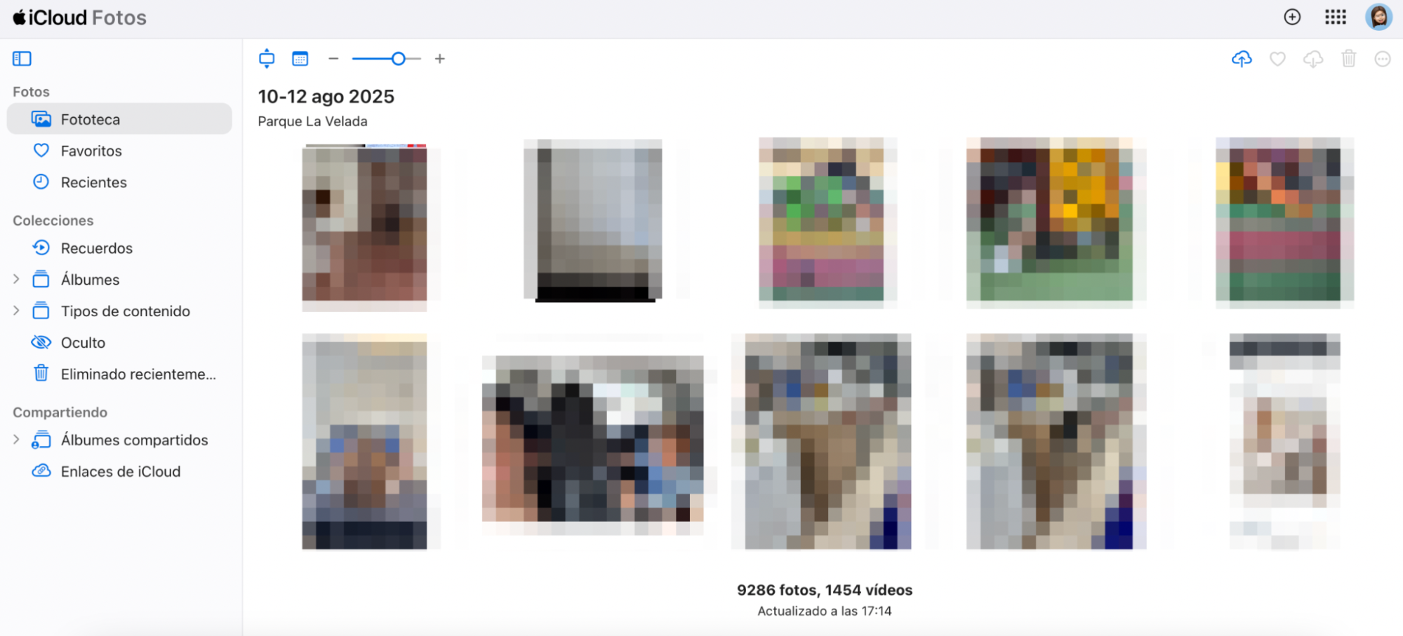 Haz clic en el icono de Fotos para acceder a Fotos de iCloud y, a continuación, selecciona la foto o fotos que deseas descargar de iCloud a Mac.