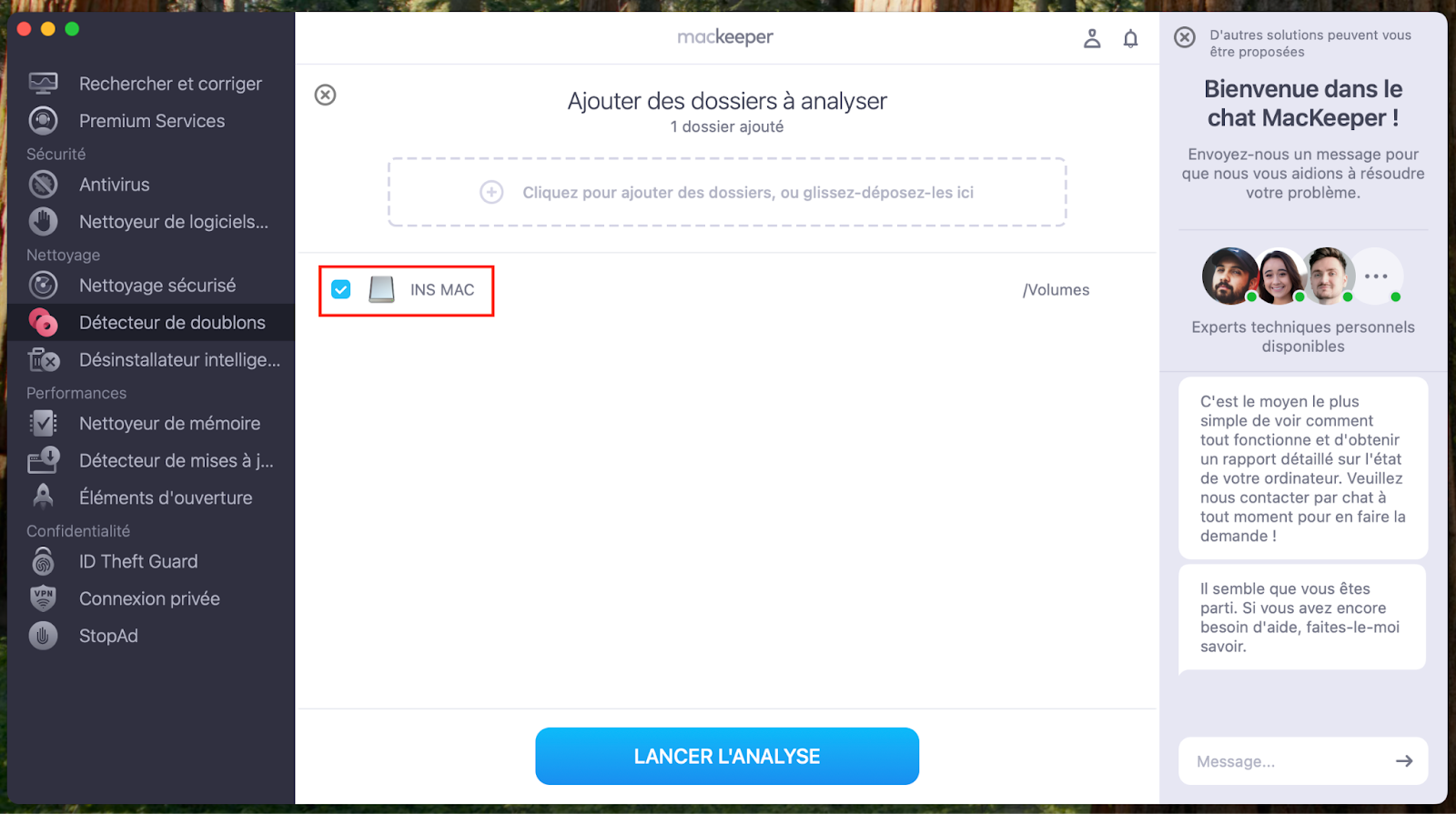 Vous pouvez également analyser un lecteur externe grâce à la fonctionnalité Détecteur de doublons de MacKeeper.