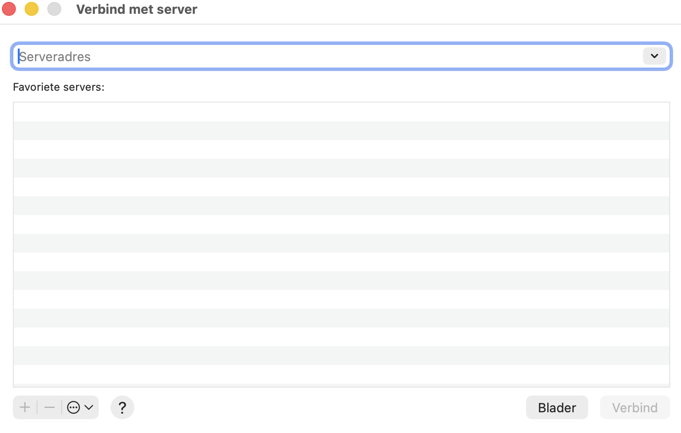 Maak meer ruimte vrij op je Mac door naar de Finder te gaan en een netwerkschijf te gebruiken. Maak verbinding met de server die je wilt gebruiken en tik op Verbinden zodra je het adres hebt ingevuld.