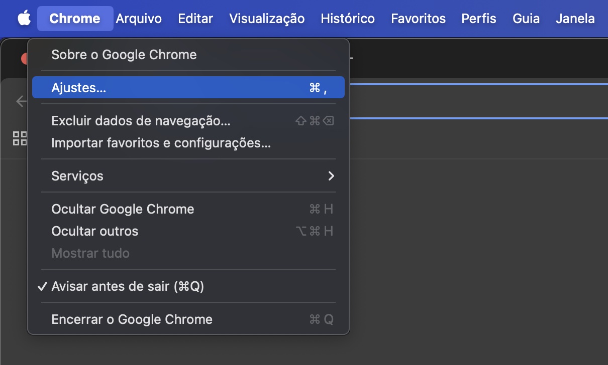 Alguns malwares alteram as configurações do seu navegador, incluindo a página inicial e as extensões instaladas. Comece abrindo os Ajustes do Safari.