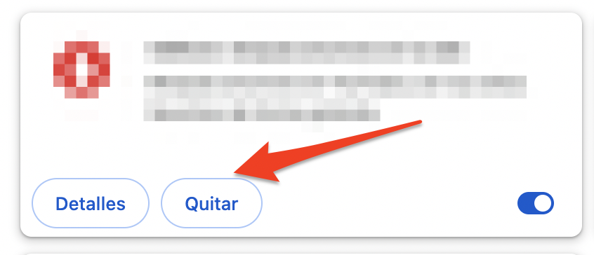 Alternativamente, haz clic en el botón Eliminar para eliminar las extensiones de Chrome.