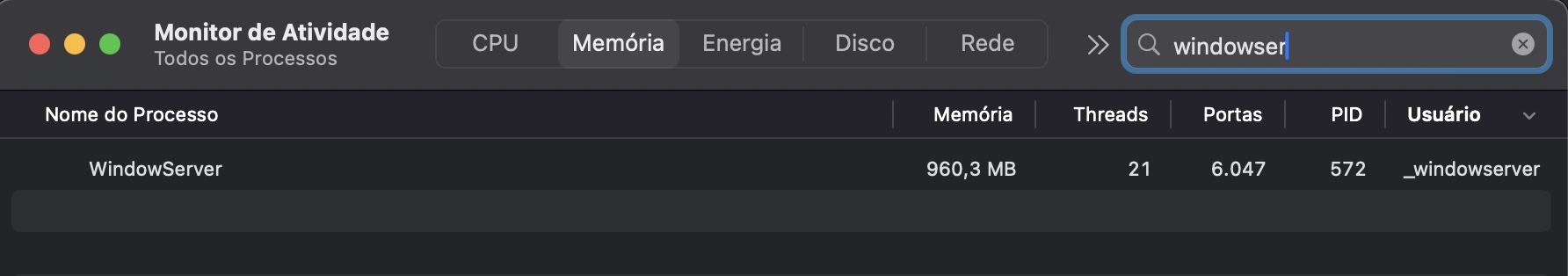 O processo WindowServer gerencia o comportamento das janelas no seu Mac. Reiniciá-lo pode ajudar a resolver problemas com copiar e colar.