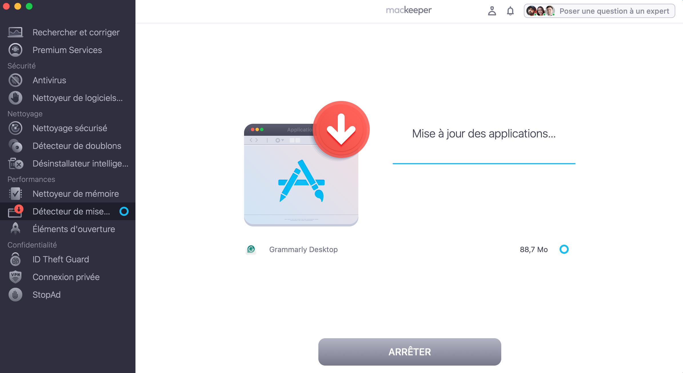 Attendez que l'application ait terminé l'opération.