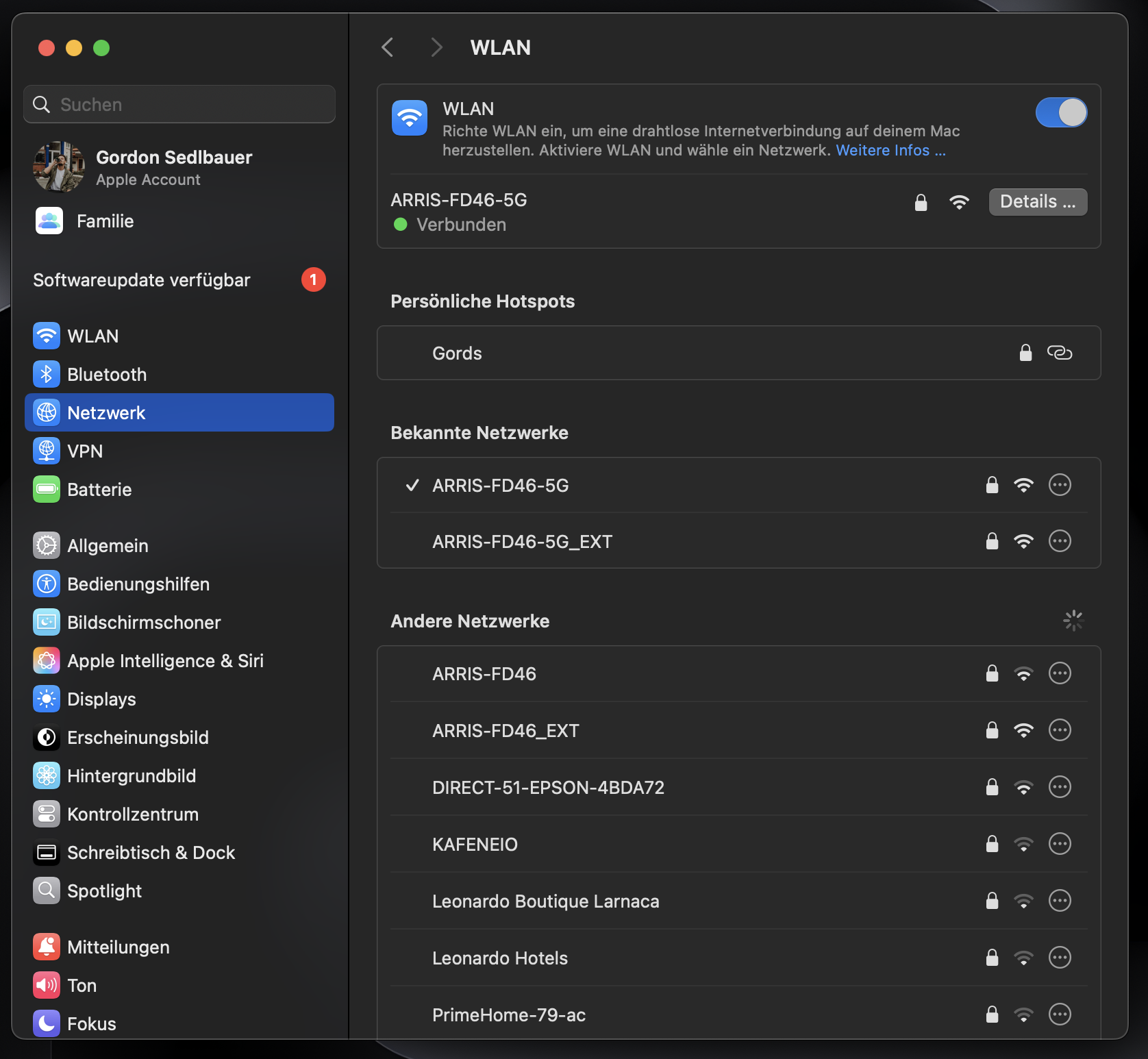 Geben Sie die IP-Adresse Ihres Routers in die URL-/Suchleiste Ihres Browsers ein, um eine schwache WLAN-Sicherheit auf einem Mac zu beheben. Suchen Sie dazu die IP-Adresse Ihres Routers, indem Sie auf das Apple-Menü klicken und Systemeinstellungen > Netzwerk > WLAN auswählen.