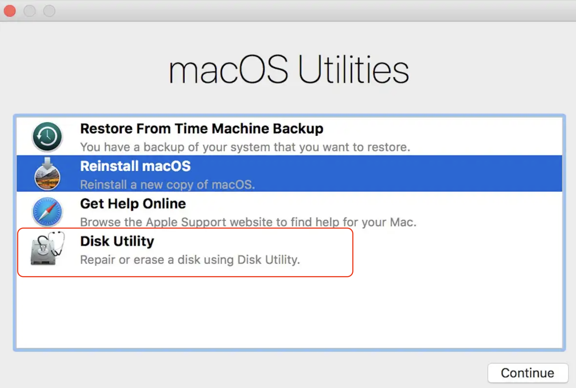 Disable FileVault via Recovery Mode. To do this, restart your Mac into macOS Recovery, open Disk Utility, and choose your startup disk.