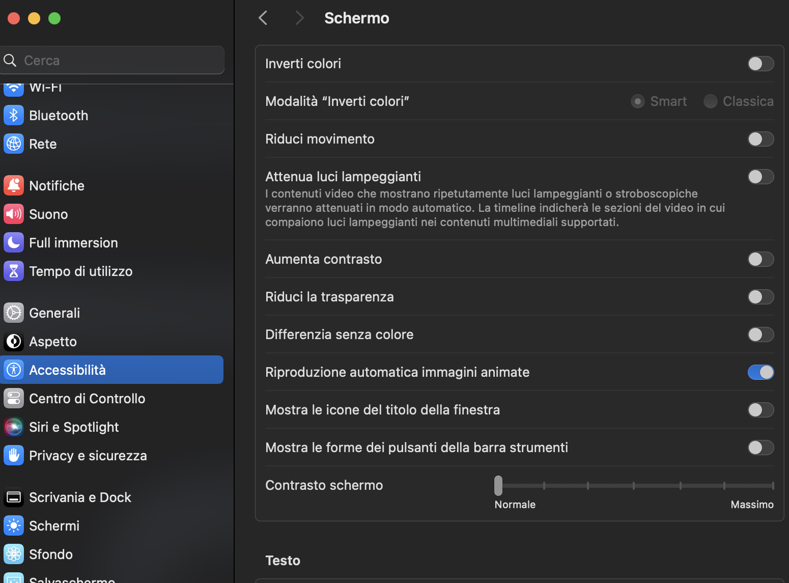 Ti consigliamo di selezionare Riduci movimento e Riduci la trasparenza per migliorare le capacità di elaborazione del tuo Mac e velocizzare le prestazioni.