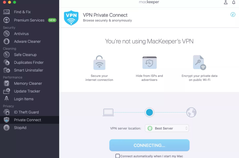 To use a VPN on your MacBook, wait until it’s connected.