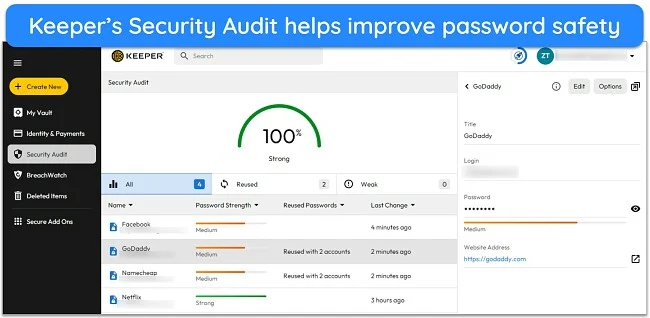 Perform a security audit within the password manager to identify weak, reused, or compromised passwords, ensuring your credentials remain secure.