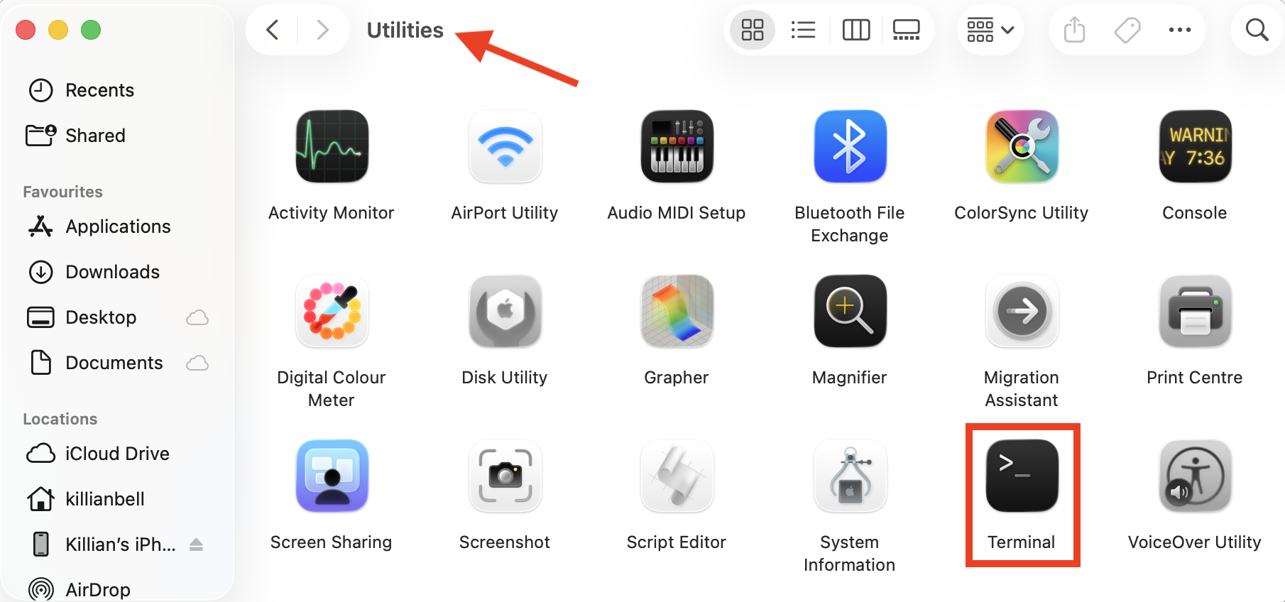 Terminal inside the Applications > Utilities folder on Mac. If you're experiencing issues with the suggestd process and high CPU usage, use Terminal to disable and then re-enable it.