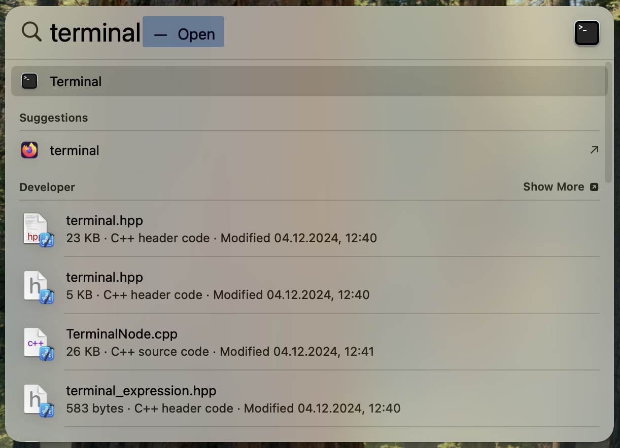 Open Terminal by navigating to Applications > Utilities or typing Terminal in Spotlight using Cmd + Spacebar to launch it quickly.