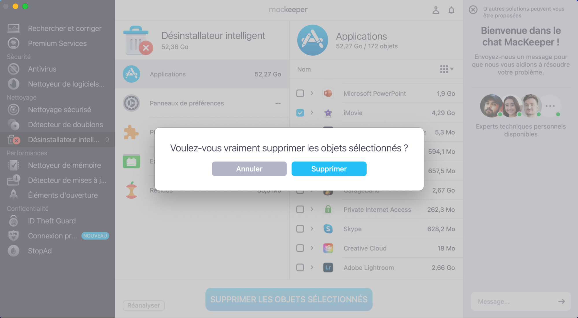 Cliquez sur Supprimer dans la fenêtre qui s’ouvre pour terminer l’opération.