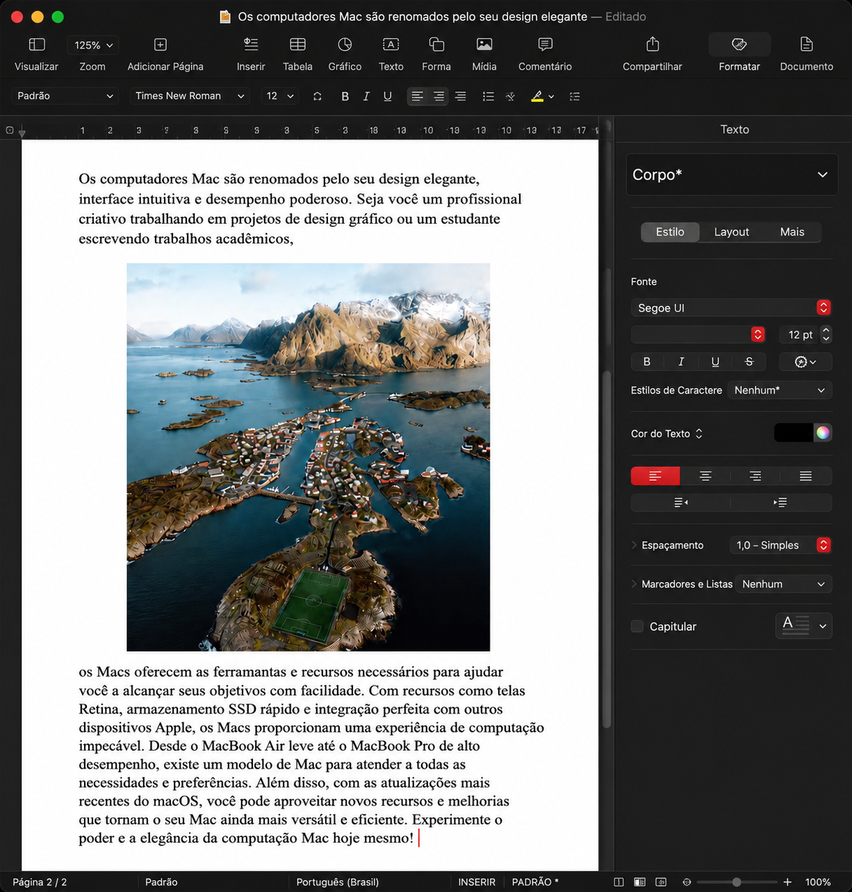 Se você está tendo problemas com o Word no Mac, o aplicativo Pages da Apple é uma ótima alternativa. E também é gratuito.