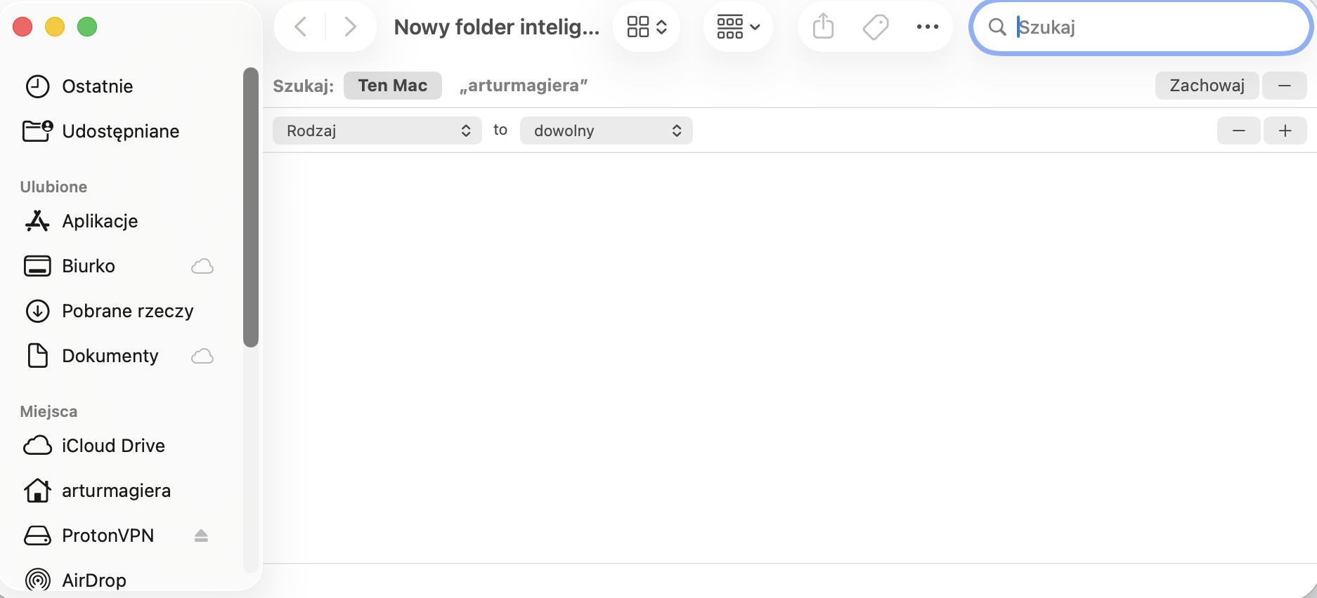 Aby ręcznie usunąć zduplikowane pliki na Macu, kliknij ikonę plus (+) po prawej stronie okna Nowy folder inteligentny, a następnie użyj strzałek, aby filtrować wyszukiwanie według typu pliku.