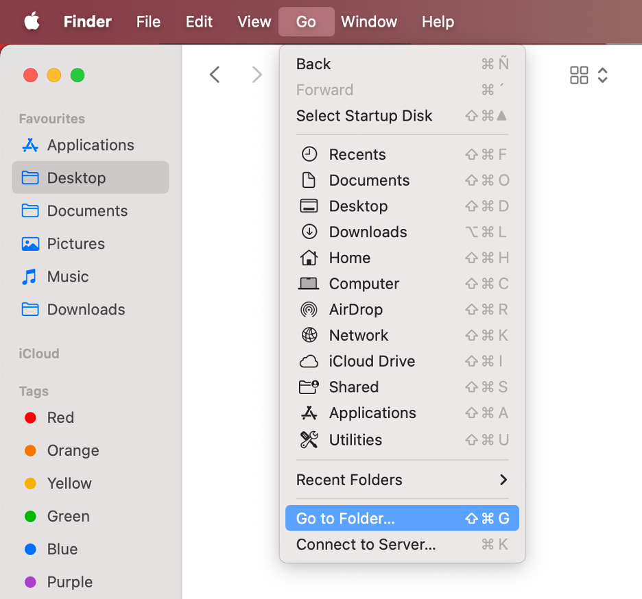 To uninstall a VPN on your Mac, open Finder, select Go in the menu bar, then choose Go to Folder.