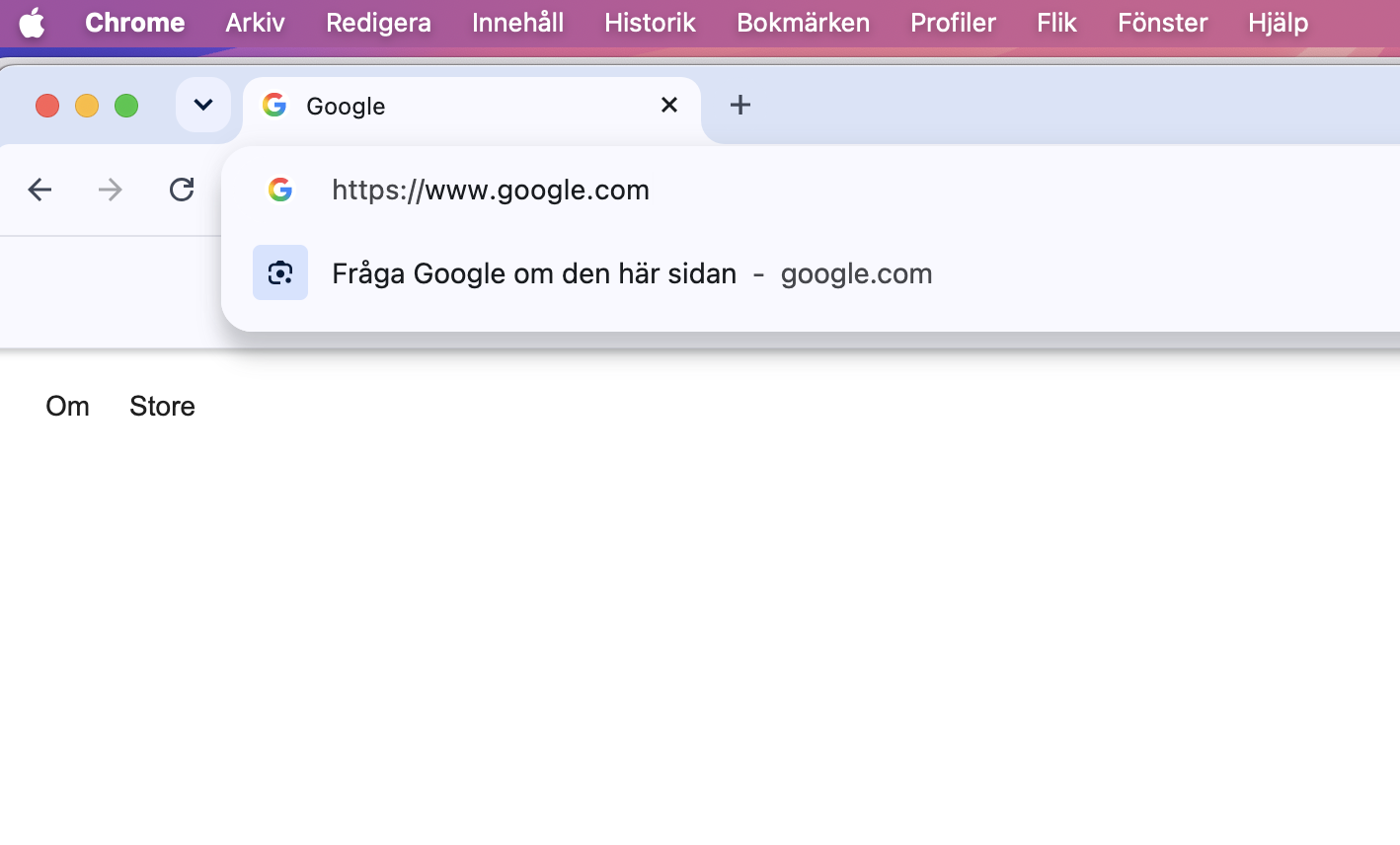 Om du dubbelklickar i Chromes adress-/sökfält ser du den aktuella webbplatsens fullständiga URL. Gör detta när du är på din vanliga startsida och kontrollera att den är rätt.